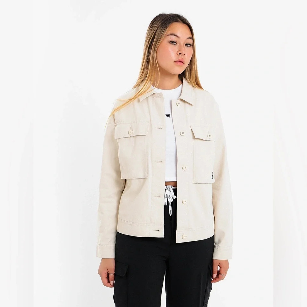 Vans Clark Chore Jacket Womens XS Sandshell Cream Canvas Workwear Utility